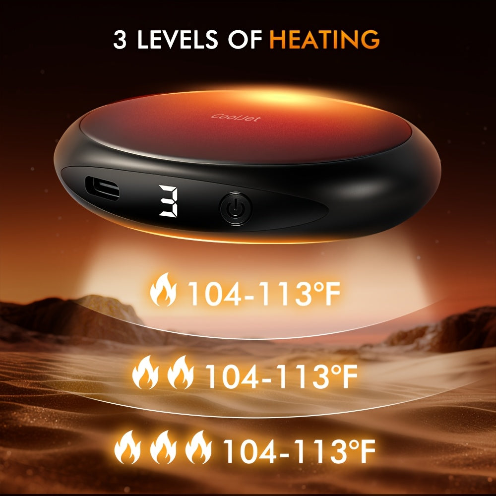 2-In-1 Magnetic Rechargeable Hand Warmer, 2 Pack, with Digital Display, 3 Heating Levels, Pocket-Size Electric Hand Warmer, Portable Pocket Heater Gift, Perfect for Winter Outdoor Sports, Skiing & Camping, Ideal Gift for Thanksgiving & Christmas