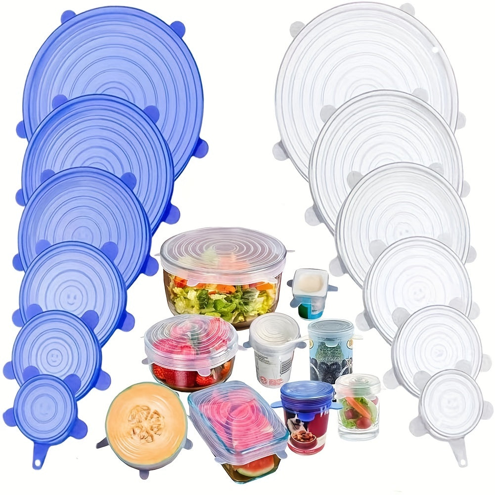 6pcs Set, Silicone Elastic Lids, Universal Silicone Food Storage Bowl and Pot Covers, Silicone Lids, Cooking Kitchen Accessories, Washable Essentials for Home Kitchens