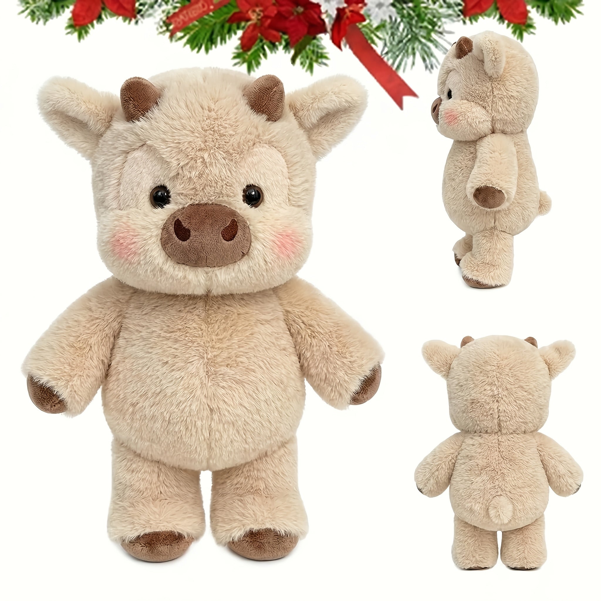 18" Highland Cow Plush Toy Pet Plush Toys - A Jumping-Running Cow, Puppy Toys Ultra Soft Stuffed Animal, Cute Scottish Cow Plushie for Decor & Pet Gift Weighted Stuffed Animal Highland Cow Weighted Plushies