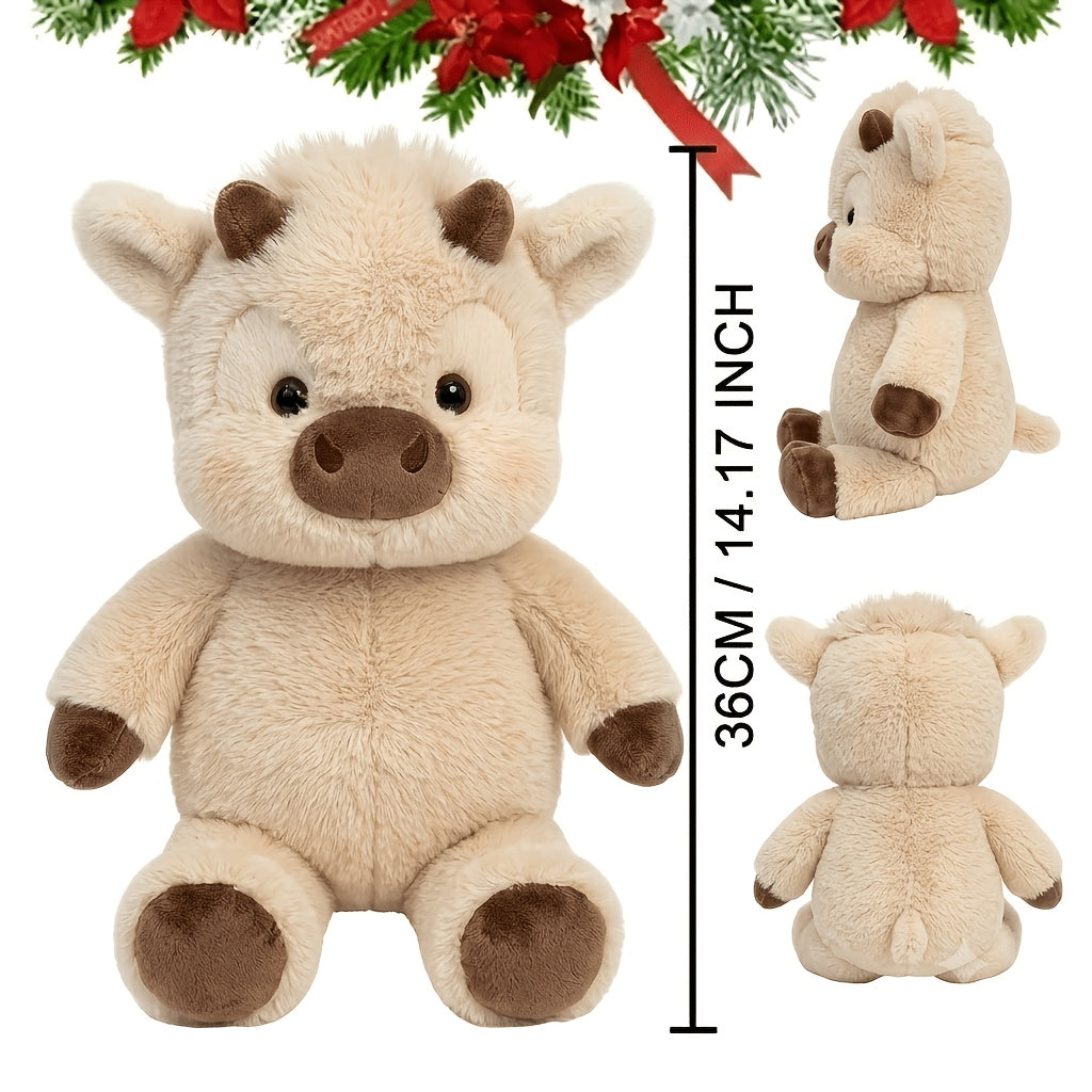 18" Highland Cow Plush Toy Pet Plush Toys - A Jumping-Running Cow, Puppy Toys Ultra Soft Stuffed Animal, Cute Scottish Cow Plushie for Decor & Pet Gift Weighted Stuffed Animal Highland Cow Weighted Plushies