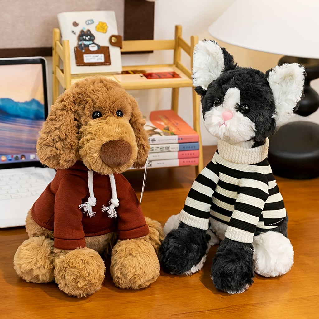 22cm/8.66in Cute Animal Plush Toys: Labrador Retriever, Devon Rex Cat, Plush Toys with Weighted Granules, Perfect as Birthday and Holiday Gifts for Kids and Family, Gifts for Animal Lovers