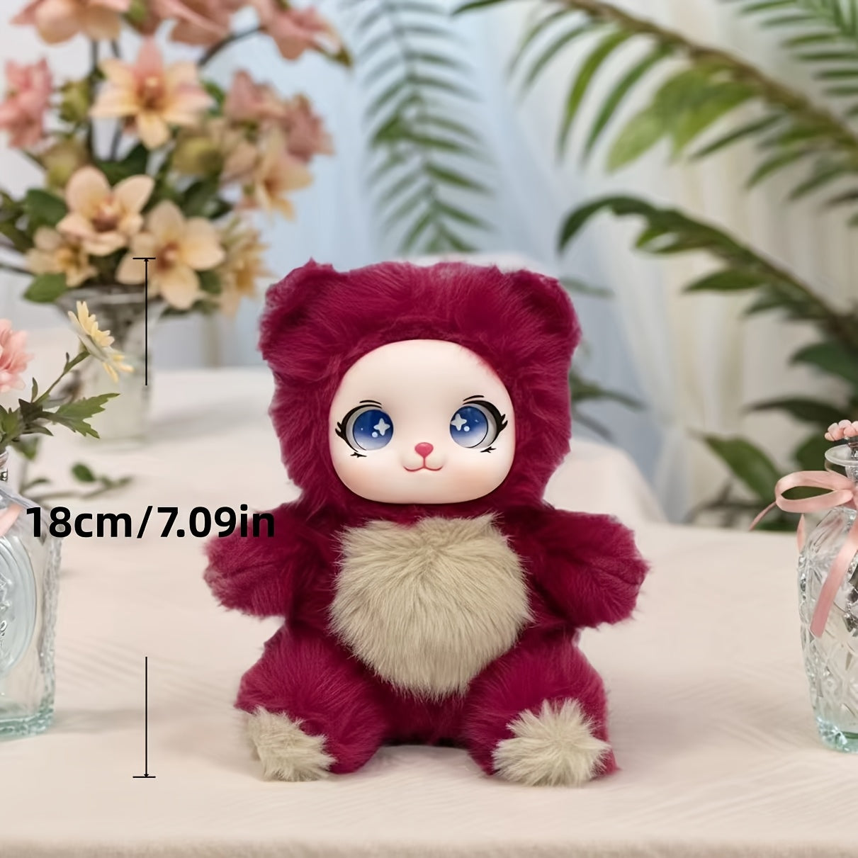 18Cm/7.09In Adorable Plush Toy, Bear/Lamb/Rabbit Optional, with Weighted Granules, Cute Stuffed Animal for Bedside And Desktop Decoration, Perfect Gift for Christmas, Birthday, Etc