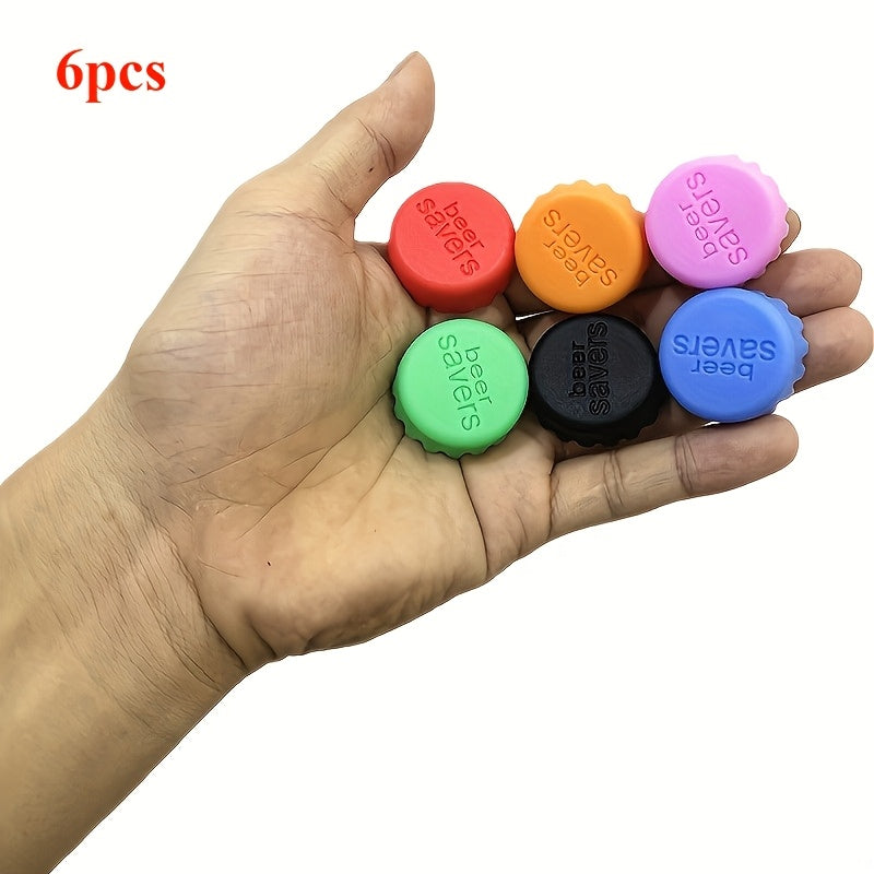 6pcs Set Reusable Silicone Bottle Caps - Airtight Sealer for Beer, Wine, Vinegar & More - Leak-Proof, Durable, Practical & Colorful Storage Solution for Beverages and Kitchen