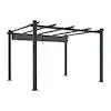 10 ft. x 13 ft. Dark Grey Aluminum Outdoor Patio Pergola with Retractable Sun Shade Canopy Cover