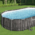 Bestway Power Steel 20' x 12' x 48" Oval Above Ground Swimming Pool Set – Outdoor Family Pool