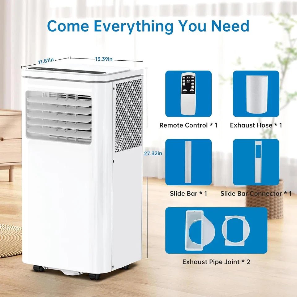 3-in-1 Portable AC 450 Sq.Ft 4-Way Swing Remote LCD Timer Window Kit