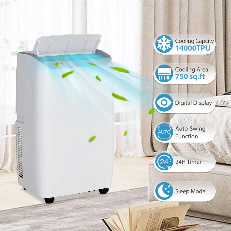 14000 BTU Portable Air Conditioner AC Unit Cooler Fan 750 Sq. ft