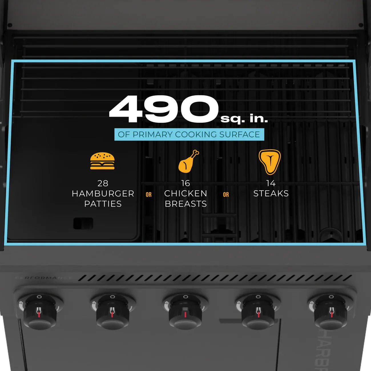 5 Burner Gas Grill Cabinet with Side Burner and 12" Griddle Black Gray